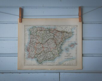 1901 Vintage Map of Spain