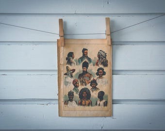 1897 Vintage Human Races Chromolithograph Illustration