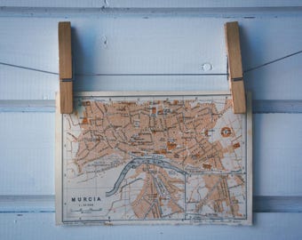 1929 Vintage Map of Murcia