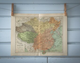 1928 Vintage Map of China