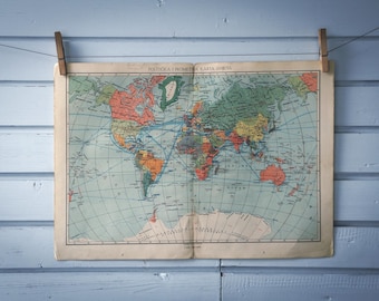 1958 Vintage World Map