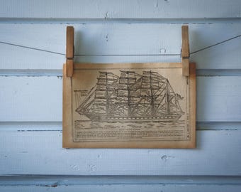 1921 Vintage Sailing Ship Illustration