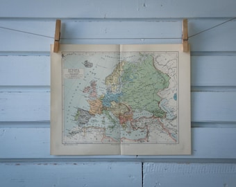 1907 Vintage Map of Europe