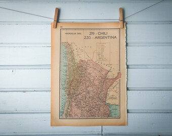 1941 Vintage North Argentina & Chile Map