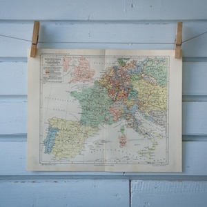 1907 Vintage Karte von Europa Anfang des 18ten Jahrhunderts