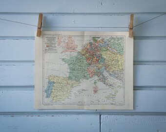 1907 Vintage Map of Europe in Early 18th Century