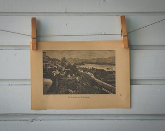 1892 Vintage Rolandseck Lithograph Illustration