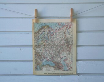 1938 Vintage Map of Russia