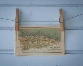1928 Vintage Asturias Map