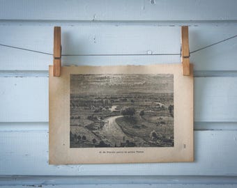 1890 Vintage Upper Thames Lithograph Illustration