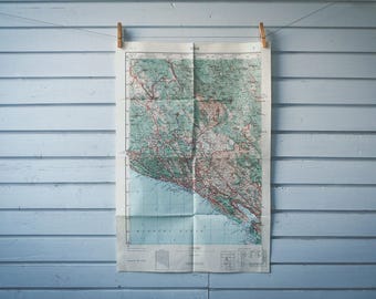 1956 Vintage Rijeka & Hinterland Map