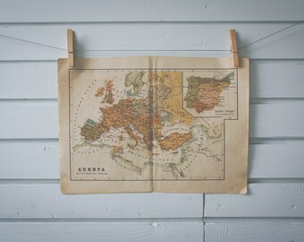 1850s Vintage Map of Europe in the 9th Century