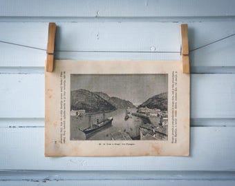 1894 Vintage Pasaia Lithograph Illustration