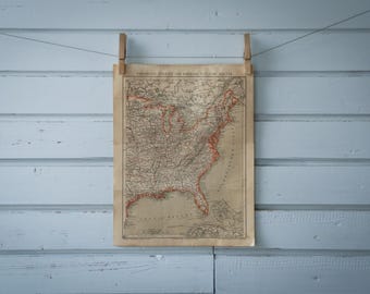 1887 Vintage East United States Map