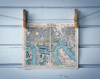 1950s Vintage Isle of Dogs Map
