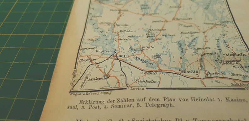 1912 Vintage Heinola & Surroundings Map image 3