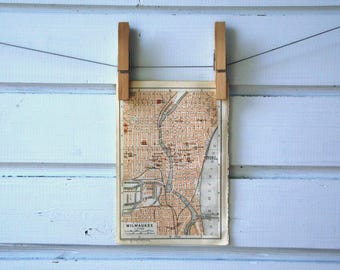 1909 Vintage Map of Milwaukee