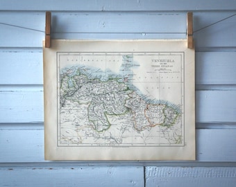 1907 Vintage Map of Venezuela