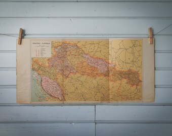 1912 Vintage Continental Croatia Map