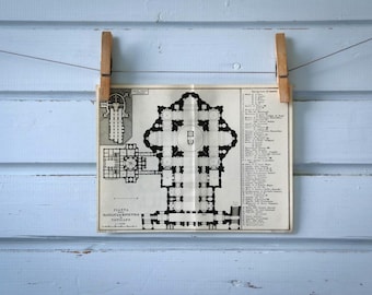 1931 Vintage Plan of St. Peter's Basilica