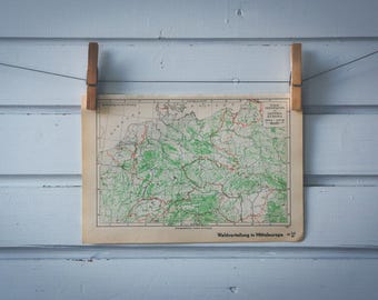 1936 Vintage Central Europe Forest Coverage Map