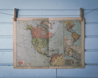 1900s Vintage North America Map