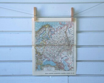 1938 Vintage Map of Russia