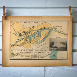 Carte vintage 1941 du port de Gand