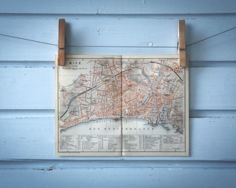 1906 Vintage Map of Nice
