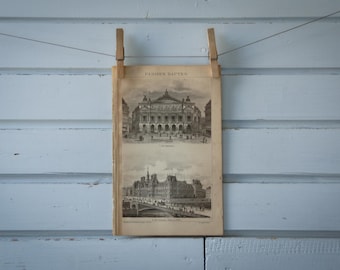 1887 Vintage Parisian Architecture Lithograph Illustration