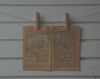 1920s Vintage Northwest France Map
