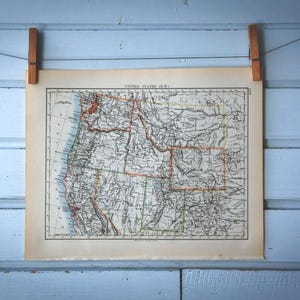 Carte vintage du nord-ouest des Etats-Unis, 1901