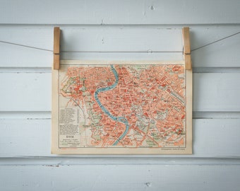 1936 Vintage Map of Rome