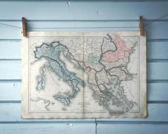 1872 Vintage Map of South and Southeast Europe