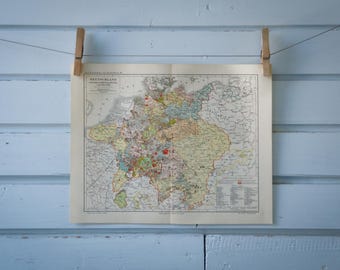 1907 Vintage Map of Germany in Mid 17th Century