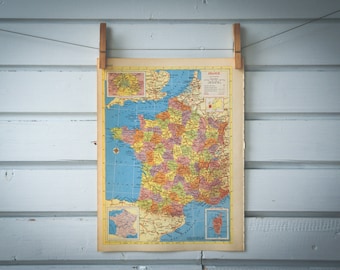 1958 Vintage France Map