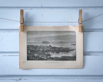 1892 Vintage Hammerfest Lithograph Illustration