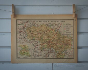 1941 Vintage Map of Belgium Hainaut Province