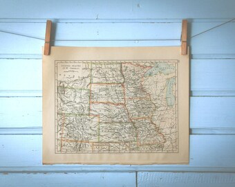 1895 Vintage Northwest Central USA Map