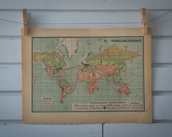1941 Vintage World Economy Map