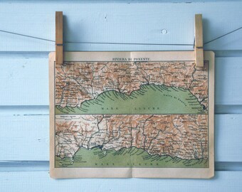 1892 Vintage Map of Ligurian Sea Riviera