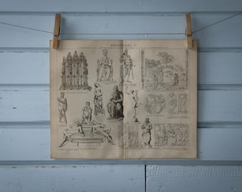 1887 Vintage Early Christian Sculpture Illustration