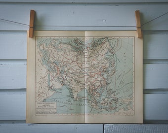 1907 Vintage Map of Asia Exploration