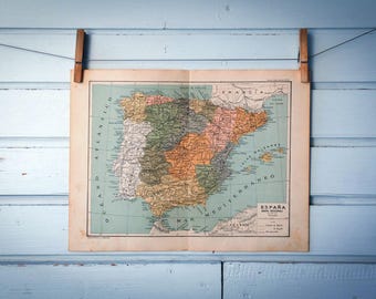 1937 Vintage Map of Spain