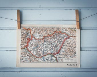 1938 Vintage Hungary Map