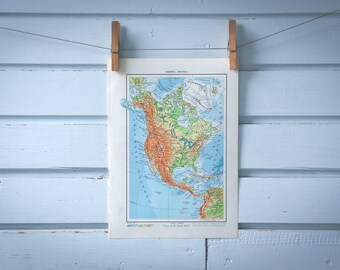 1969 Vintage North America Map