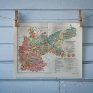 Vintage kaart van 1907 met Duitse verkiezingsresultaten