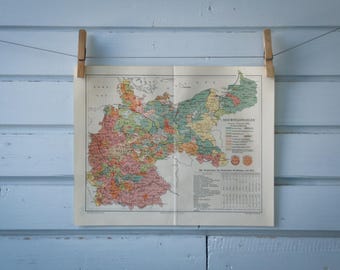 1907 Vintage Map of German Elections Results