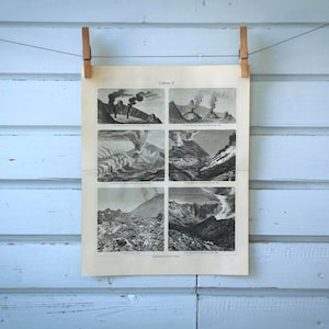 1907 Vintage Vulkanismus Lithographie Illustration