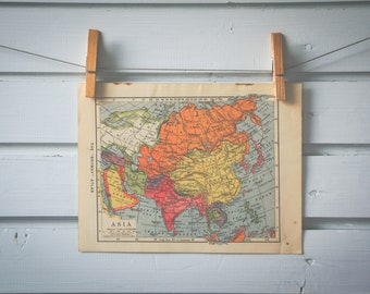 1930s Vintage Map of Asia